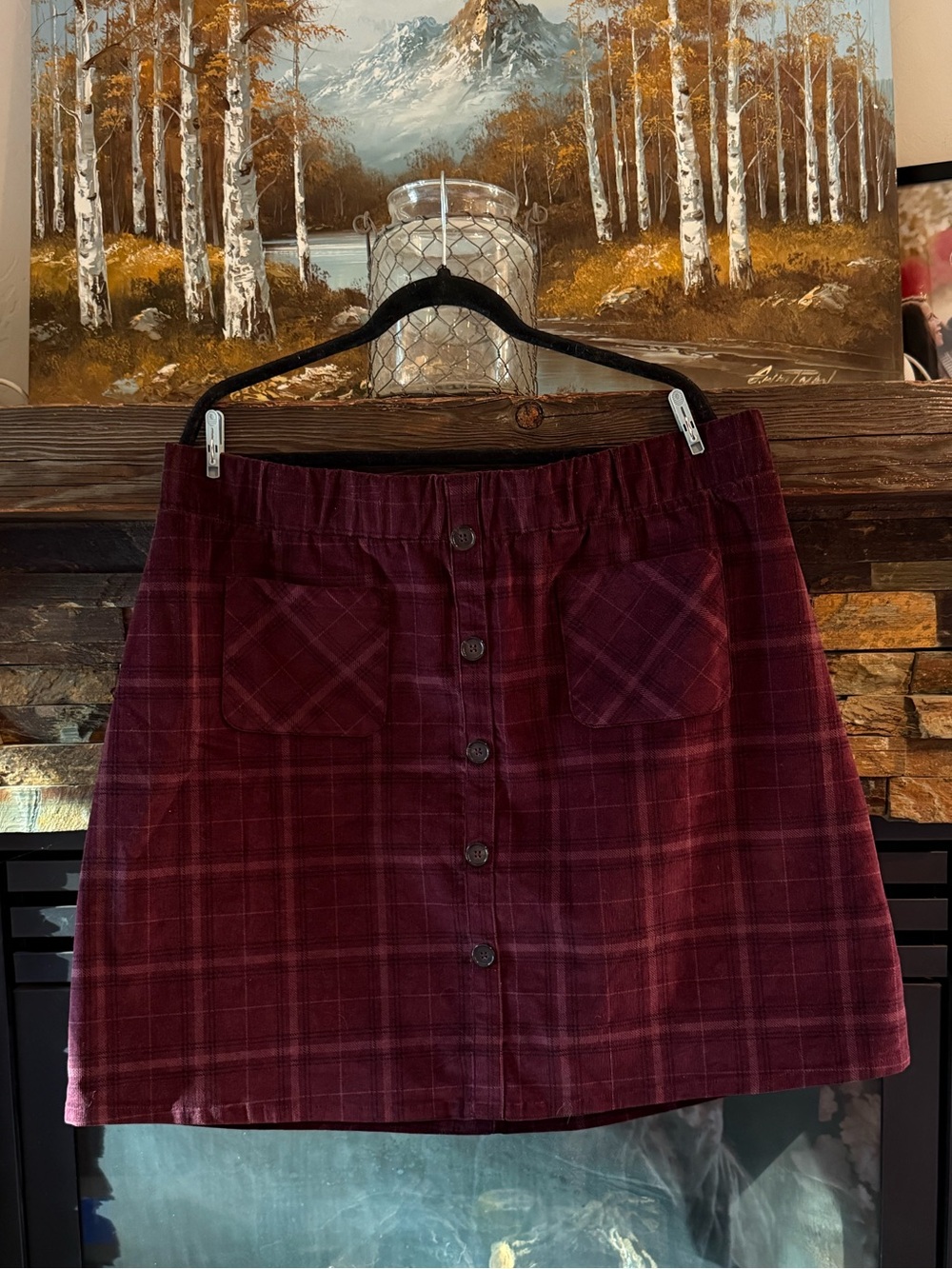 torrid Burgundy Plaid Button-Front Mini Skirt